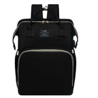 Baby changing backpack with portable crib in black color