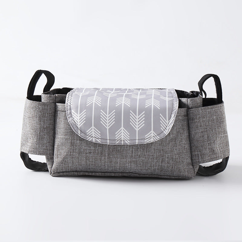 Heyoravix stroller organizer bag attached to stroller in use