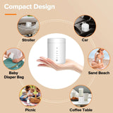 Baby Milk Warmer – Portable Bottle Warmer for Travel & Home shown in compact design for stroller, car, picnic, and more.