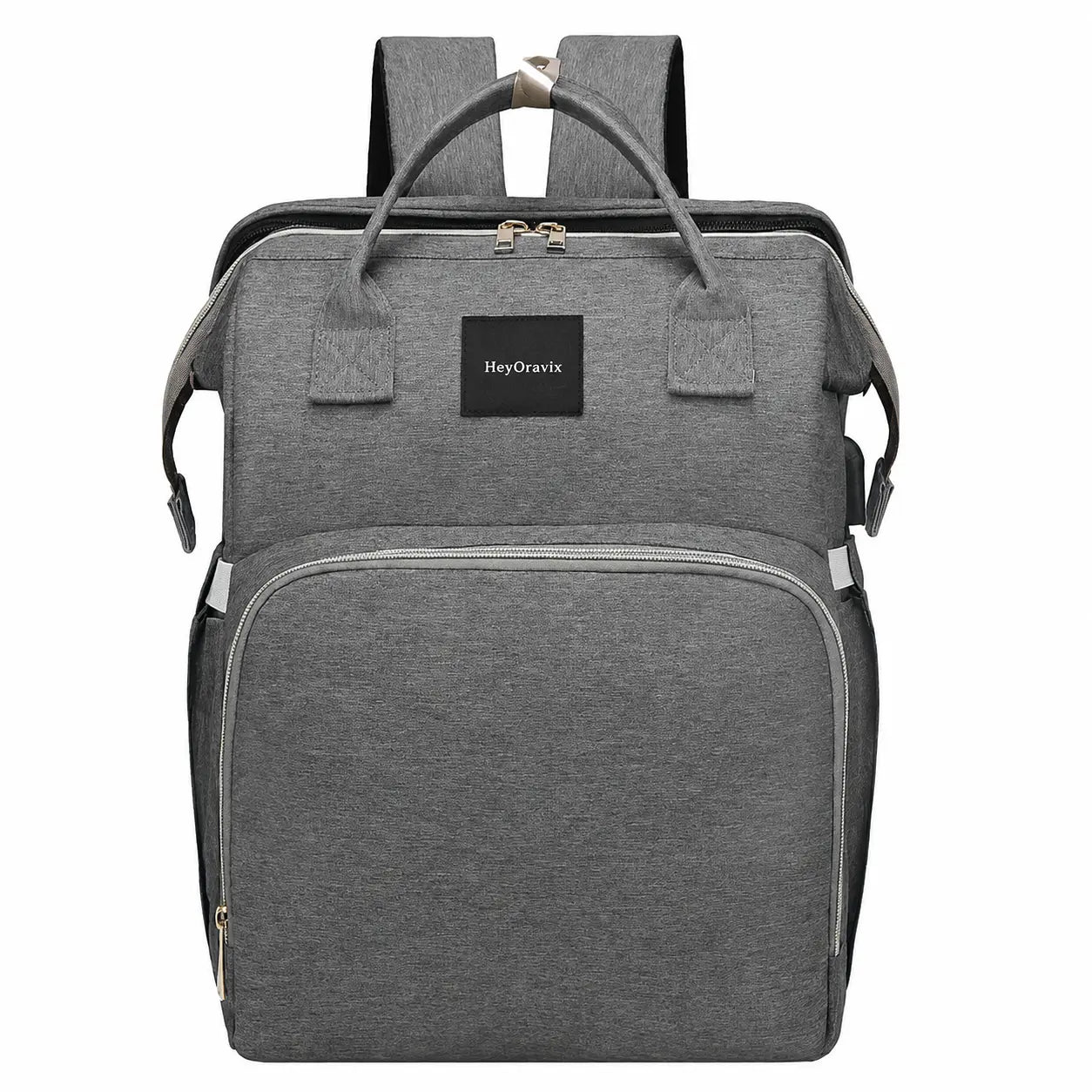 Heyoravix convertible diaper backpack in grey